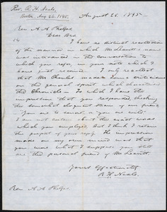 Letter from Rollin Heber Neale, [Boston], to Amos Augustus Phelps, August 26. 1845