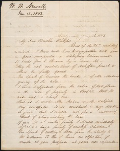 Letter from William Whiting Newell, Montgomery, to Amos Augustus Phelps, Jany 12. 1843