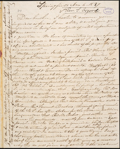 Letter from Samuel Osgood, Springfield, to Amos Augustus Phelps, Nov 6. 1837