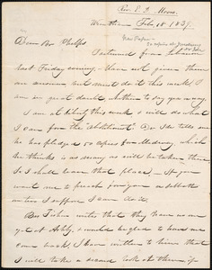 Letter from E. D. Moore, Wrentham, to Amos Augustus Phelps, Feb.18 1839