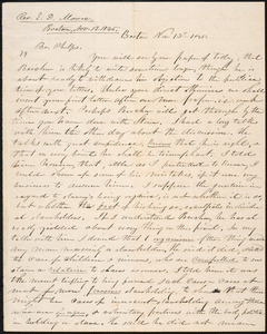 Letter from E. D. Moore, Boston, to Amos Augustus Phelps, Nov 13th 1845