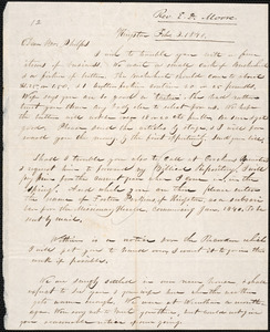 Letter from E. D. Moore, Wrentham, to Amos Augustus Phelps, Feb.3. 1840