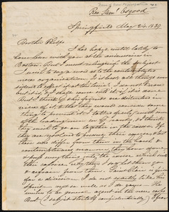 Letter from Samuel Osgood, Springfield, to Amos Augustus Phelps, May 24. 1839