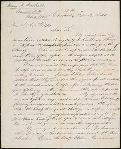 Letter from Henry A. Newhall, Concord, to Amos Augustus Phelps, 1845 February 2