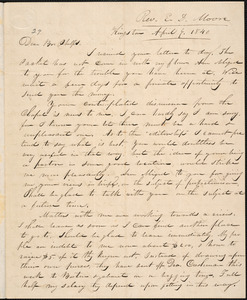 Letter from E. D. Moore, Kingston, to Amos Augustus Phelps, April 4. 1840