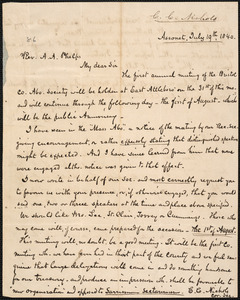 Letter from C. C. Nichols, Assonet, to Amos Augustus Phelps, July 19th 1840