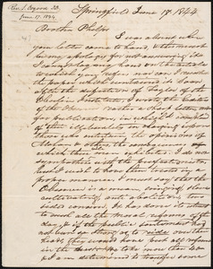 Letter from Samuel Osgood, Springfield, to Amos Augustus Phelps, June 17. 1844