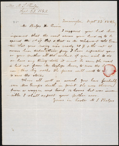 Letter from Mary L. Phelps, Farmington, to Amos Augustus Phelps, Sept 23 1843