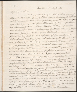 Letter from Aurelius D. Parker, Boston, to Amos Augustus Phelps, 20th July 1833