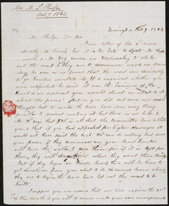 Letter from Mary L. Phelps, Farmington, to Amos Augustus Phelps, Oct 7 1843