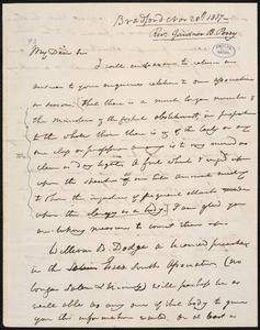 Letter from Gardiner B. Perry, Bradford, to Amos Augustus Phelps, Nov 20th 1837