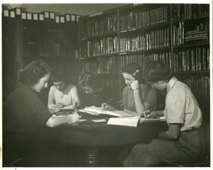 Students studying in the Library (Abbot Academy)