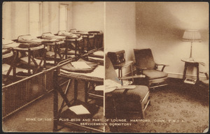 Some of 100 - plus beds and part of lounge, Hartford, Conn. Y.M.C.A. servicemen's dormitory