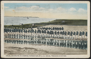 Naval recruits in charge formation at U.S. Naval Training Station