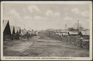 Regimental Street from Officers Row. Camp Wadsworth Spartanburg, S.C.