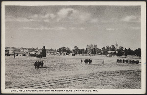 Drill field showing Division Headquarters, Camp Meade, MD