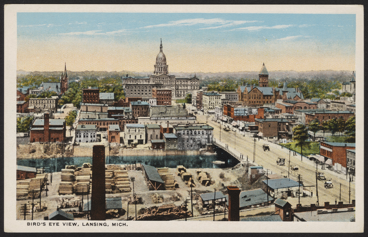 Bird's eye view, Lansing, Mich. Digital Commonwealth