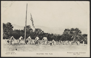 Saluting the flag Camp Dudley State Y.M.C.A. Westport-on-Lake Champlain New York