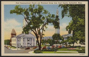 First Congressional Church and Municipal Group from Court Square, Springfield, Mass.