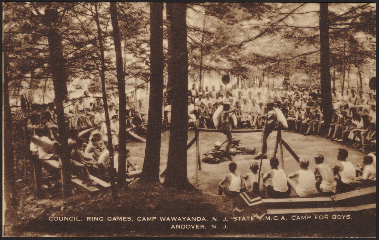 Council. Ring games. Camp Wawayand, N.J. State Y.M.C.A. Camp for Boys, Andover, N.J.