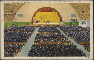 Interior view of Sullivan Auditorium, named in honor of five Sullivan brothers, U.S. Naval Training Station, Sampson, N.Y.