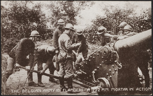 The Belgian Army in Flanders - A 222 mm. mortar in action
