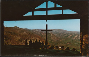 Snow scene through Camp Greenville's Fred W. Symmes Chapel