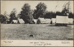 State Y.M.C.A. Boys' Camp Camp Dudley tents Lake Champlain, Westport, N.Y.