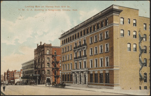 Looking east on Harney from 18th St., Y.M.C.A. building in Foreground, Omaha, Neb.