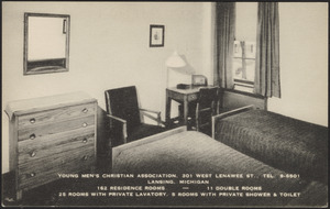 Young Men's Christian Association, 301 West Lenawee St., Tel. Ivanhoe 9-6501 Lansing, Michigan 162 residence rooms - 11 double rooms 252 rooms with private lavatory. 5 rooms with private shower & toilet