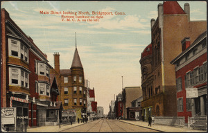 Main Street looking north, Bridgeport, Conn. Barnum Institute on right Y.M.C.A. on left