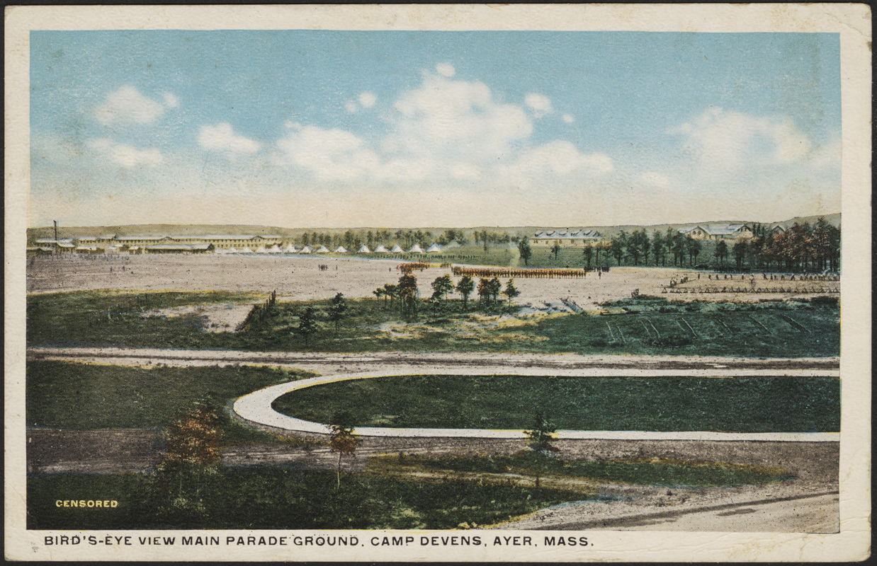 Bird's-eye view main parade ground, Camp Devens, Ayer, Mass.