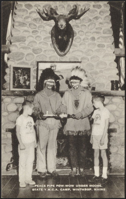 Peace Pipe PowWow under mosse, State Y.M.C.A. Camp, Winthrop, Maine