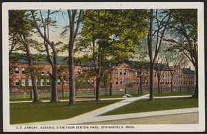 U.S. Armory, general view from Benton Park, Springfield, Mass.