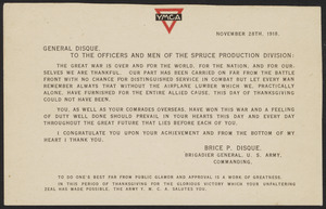 General Disque, to the officers and men of the Spruce Production Division
