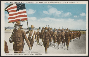 Life at Camp Dix. N.J. Old Glory. The best flag in the world. Waving in the breeze as the Camp Dix Boys march in its honor