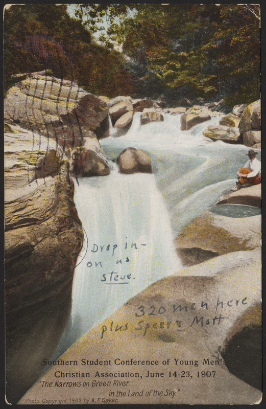 Southern Student Conference of Young Men's Christian Association, June 14-23, 1907 "The narrows on green river in the land of the sky"