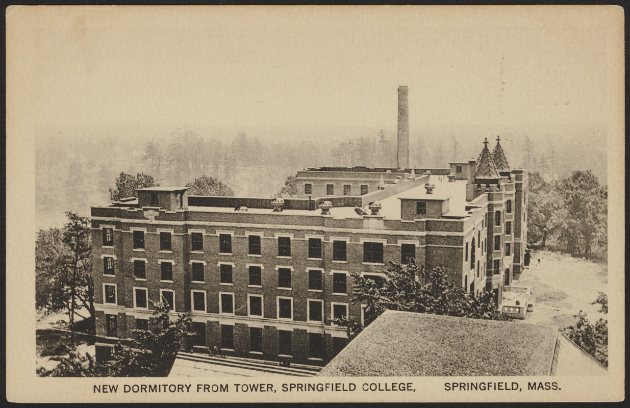 New dormitory from tower, Springfield College, Springfield, Mass