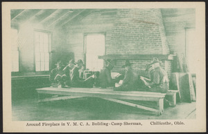 Around fireplace in Y.M.C.A. building - Camp Sherman, Chillicothe, Ohio