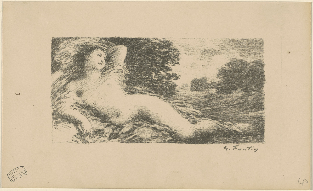 Étude de femme couchée dans un paysage