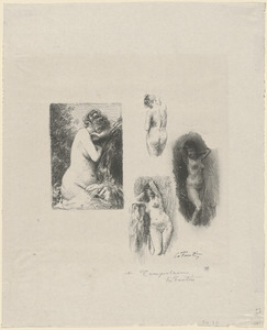 Pleureuse. Étude de femme, assise de profil à droite