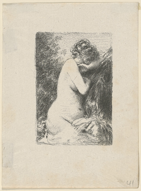Pleureuse. Étude de femme, assise de profil à droite