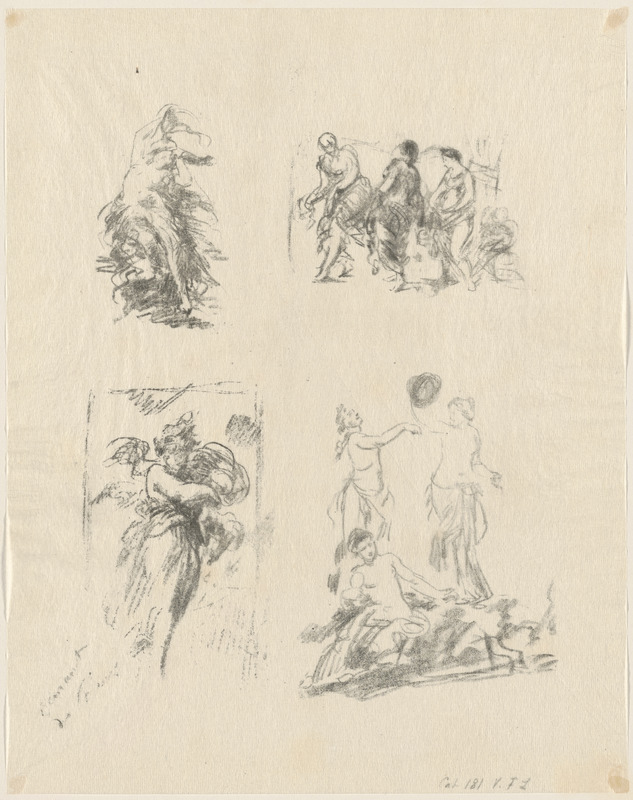 Feuille composée de quatre croquis de sujets de danses