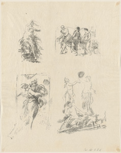 Feuille composée de quatre croquis de sujets de danses