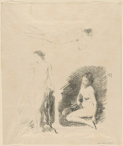 Feuille d’études, composée de trois feuilles, tirées chacune à 5 ou 6 épreuves d’essai, puis réunies