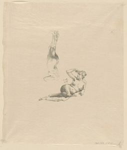 Feuille d’études, composée de trois feuilles, tirées chacune à 5 ou 6 épreuves d’essai, puis réunies