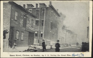 Essex Street, Chelsea, on Sunday, Ap[r]il 12, during the Great Fire