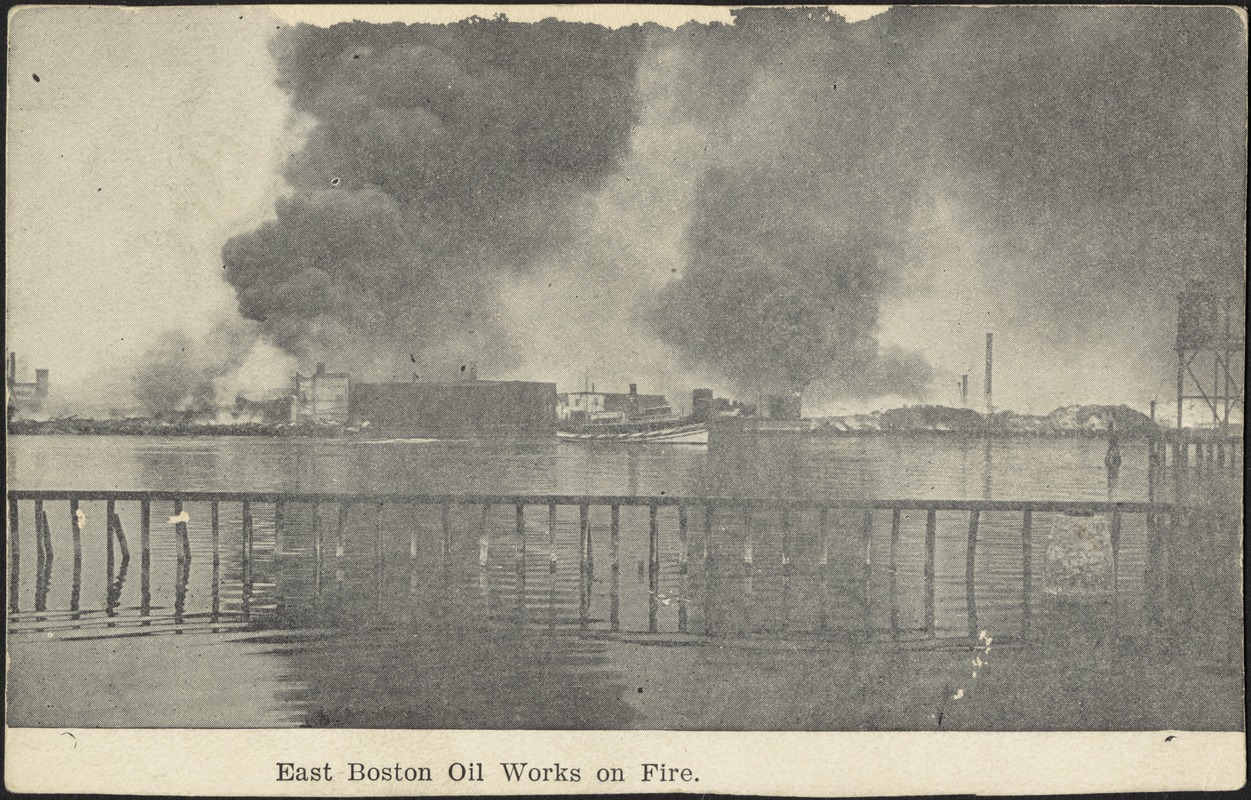 East Boston Oil Works on fire