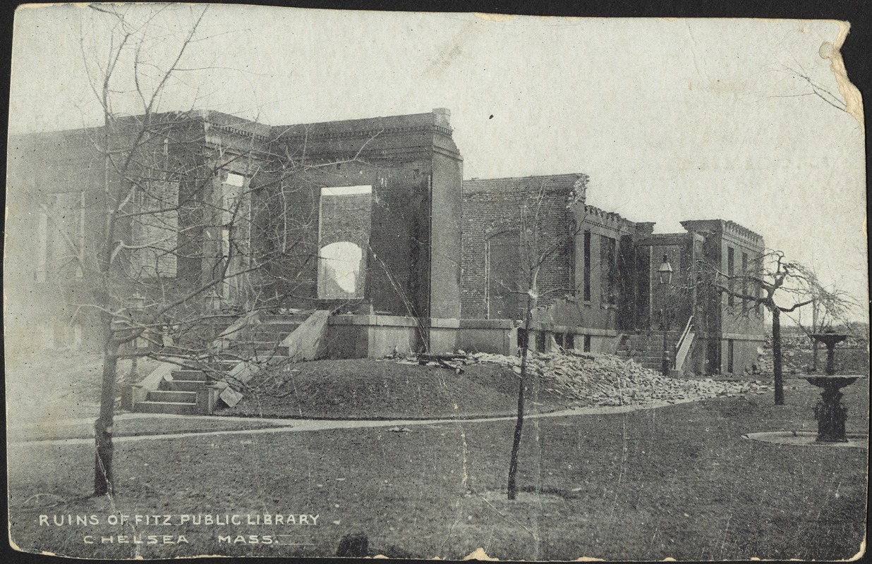 Ruins of Fitz Public Library, Chelsea Mass.