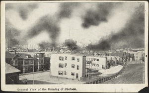 General view of the burning of Chelsea